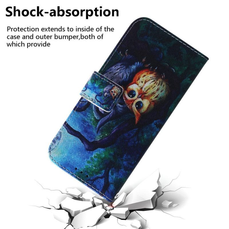 Κάλυμμα Samsung Galaxy A54 5G με κορδονι Ζωγραφική Με Strappy Owls